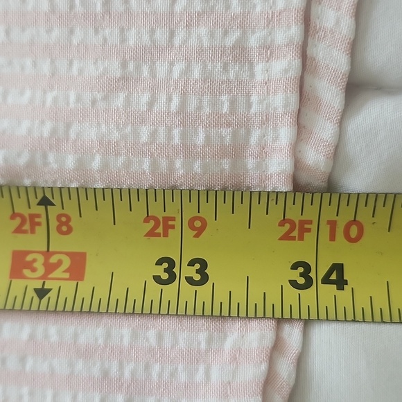 NWT RENWICK Short Sleeve Button Front Seersucker Polo Dress  Pink & White M - Picture 16 of 16